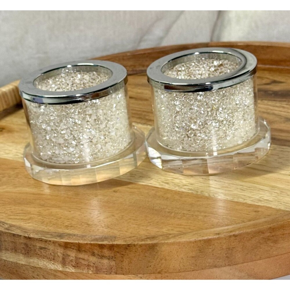 Beautiful Crystal Votive Candle Holders By Simon Designs. 2” X 2.25”